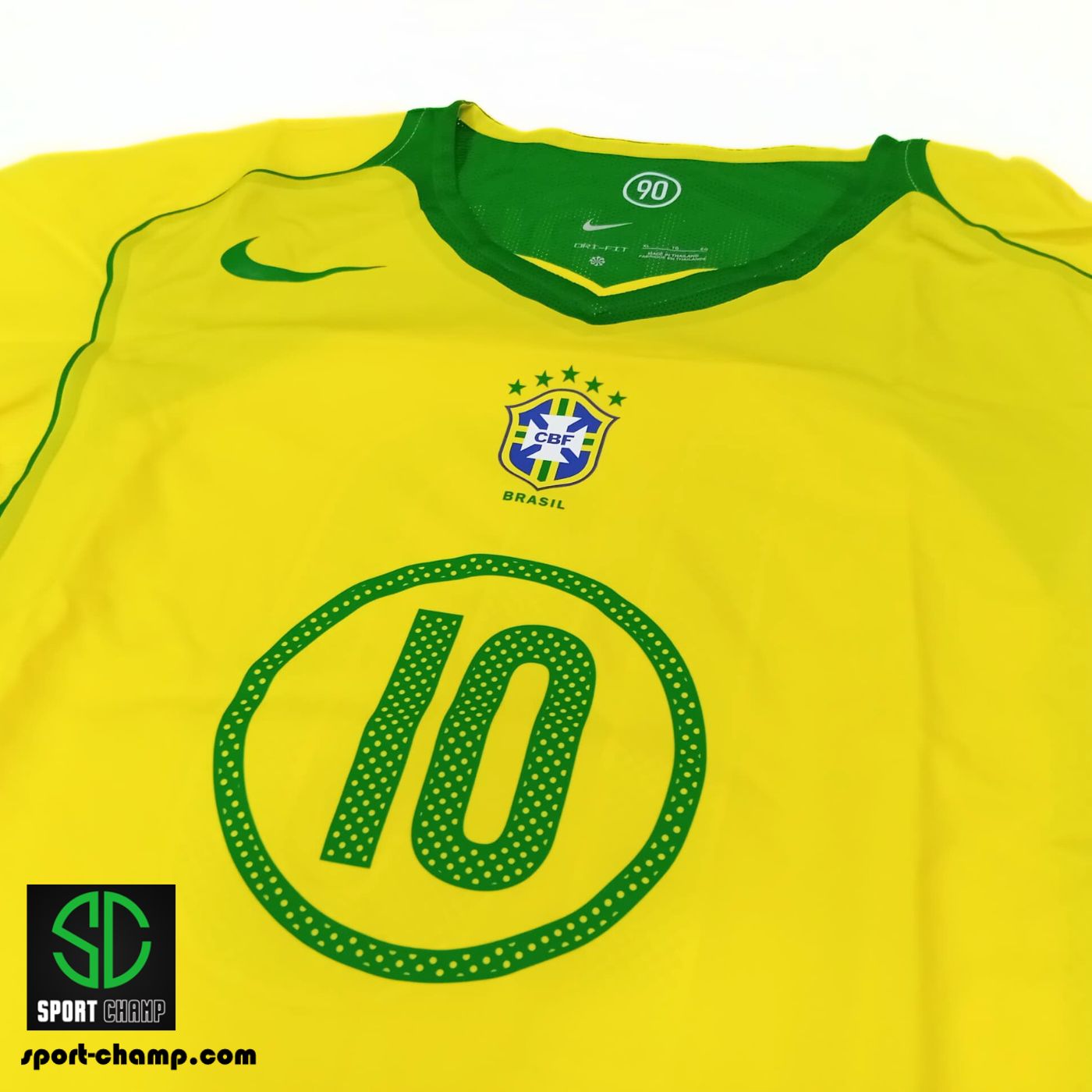 NIKE BRAZIL 2004 REISSUE HOME SHIRT WITH RONALDINHO 10 (SIZE US XL)