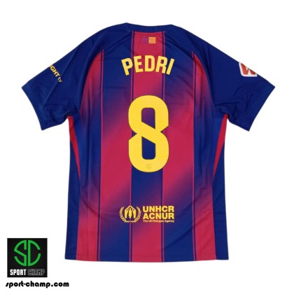 NIKE FC BARCELONA 25/26 HOME SHIRT WITH PEDRI 8 AND LA LIGA FULL