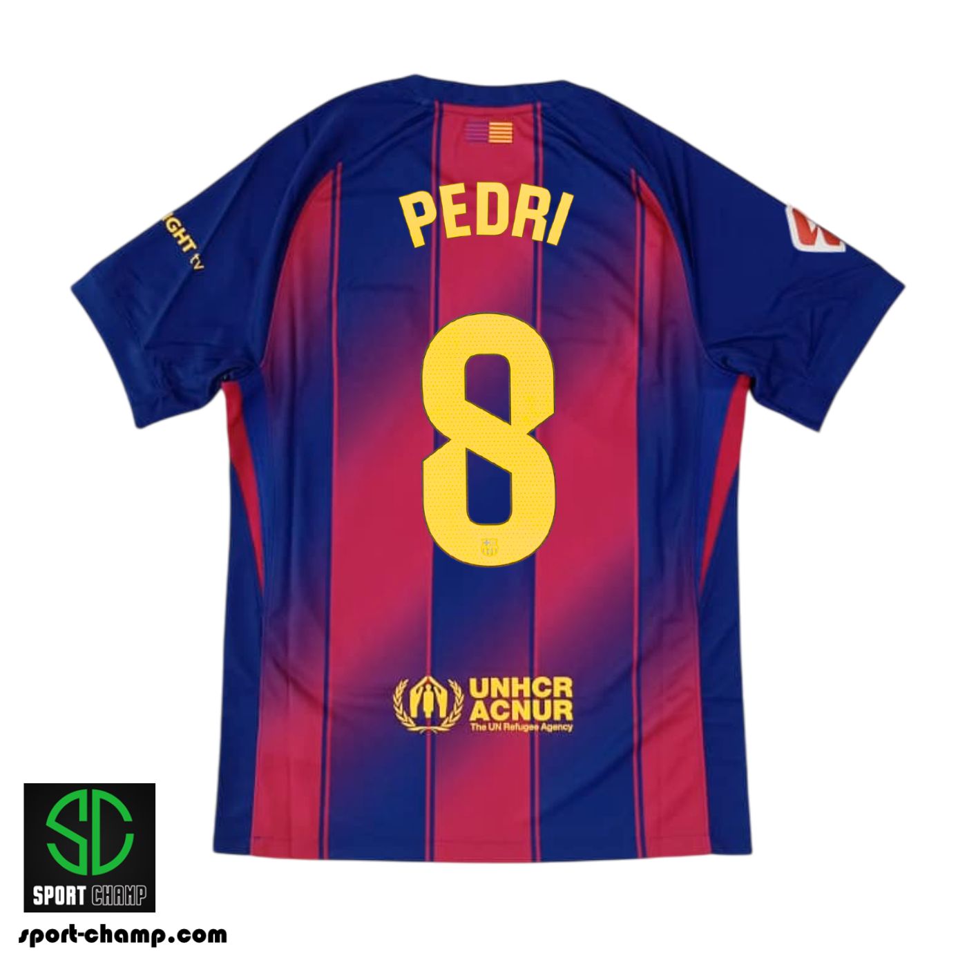 NIKE FC BARCELONA 25/26 HOME SHIRT WITH PEDRI 8 AND LA LIGA FULL