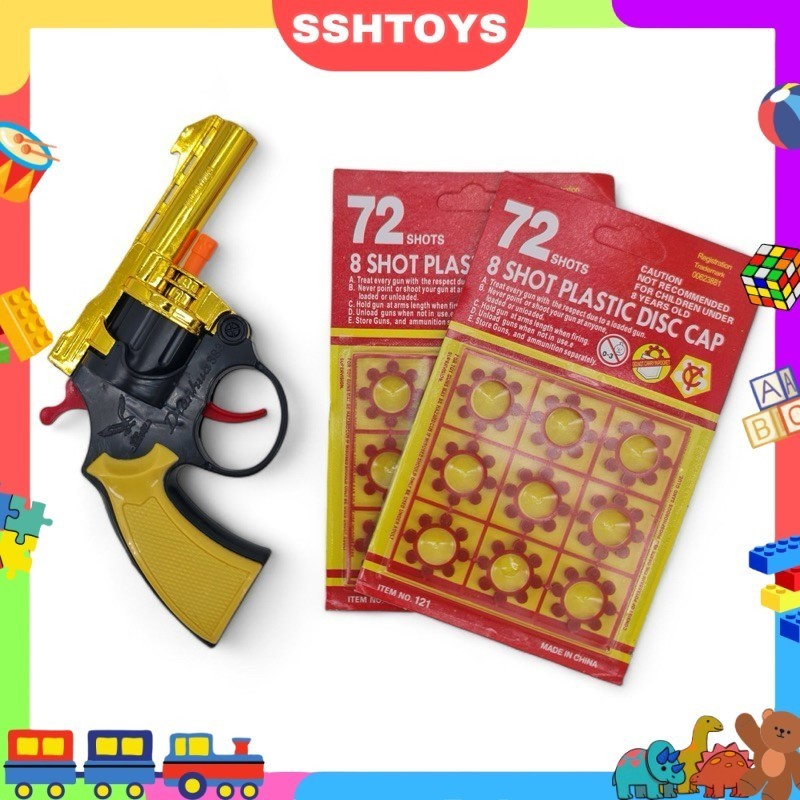 8 SHOT PLASTIC DISC CAP TOY GUN *x2 BULLET* | SSH TOYS SDN BHD