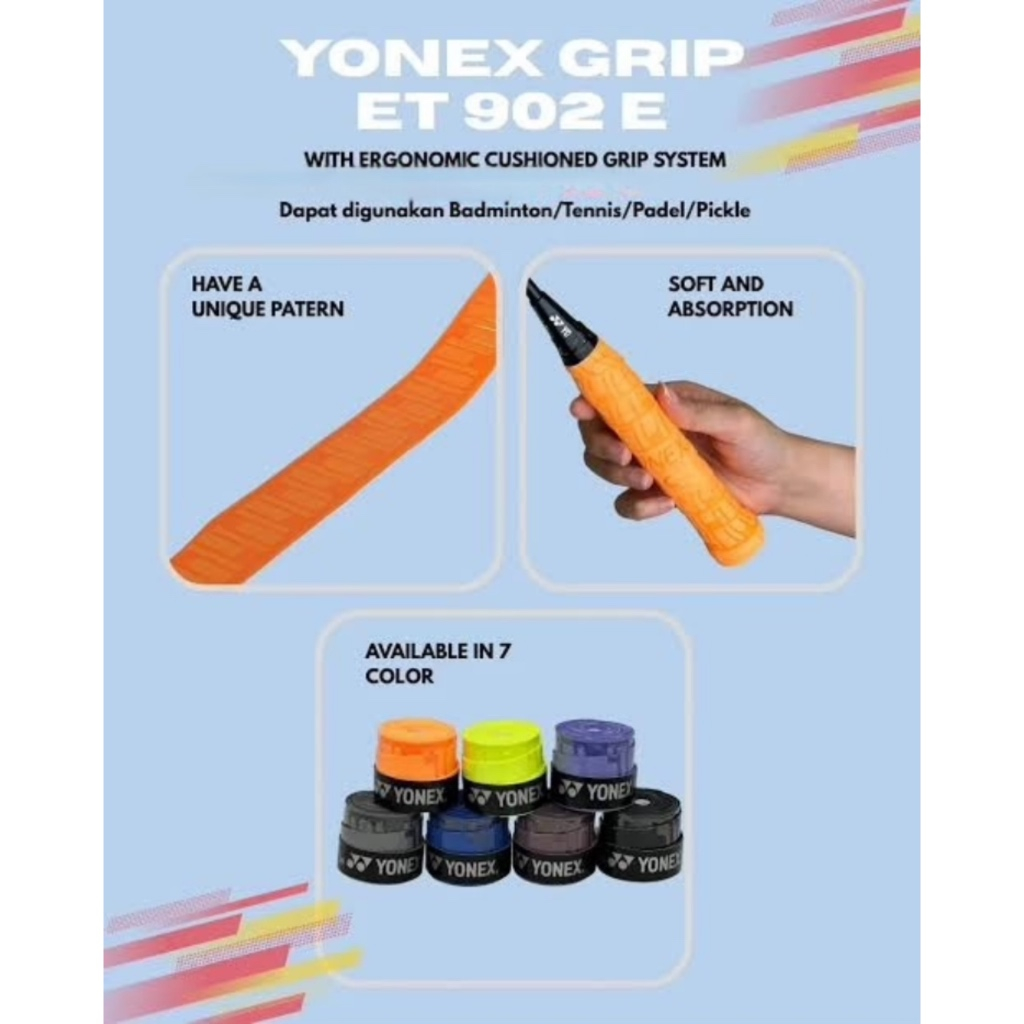 Yonex ET901E, ET902E & ET903E ETEC Super Over Grip (Badminton, Tennis, Squash & Pickleball) (1 wrap)