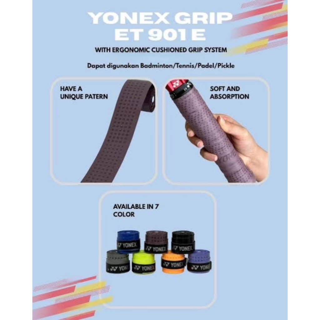 Yonex ET901E, ET902E & ET903E ETEC Super Over Grip (Badminton, Tennis, Squash & Pickleball) (1 wrap)
