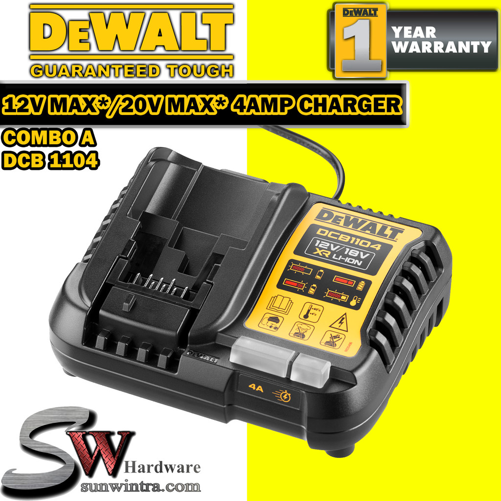 DeWalt 12V MAX*/20V MAX*/FLEVOLT® 4 Amp Charger DCB1104 DCB 1104