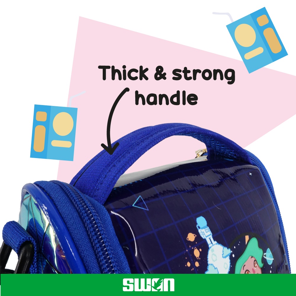 SWAN Tall Lunch Bag Student Food Storage Organizes With Personalization