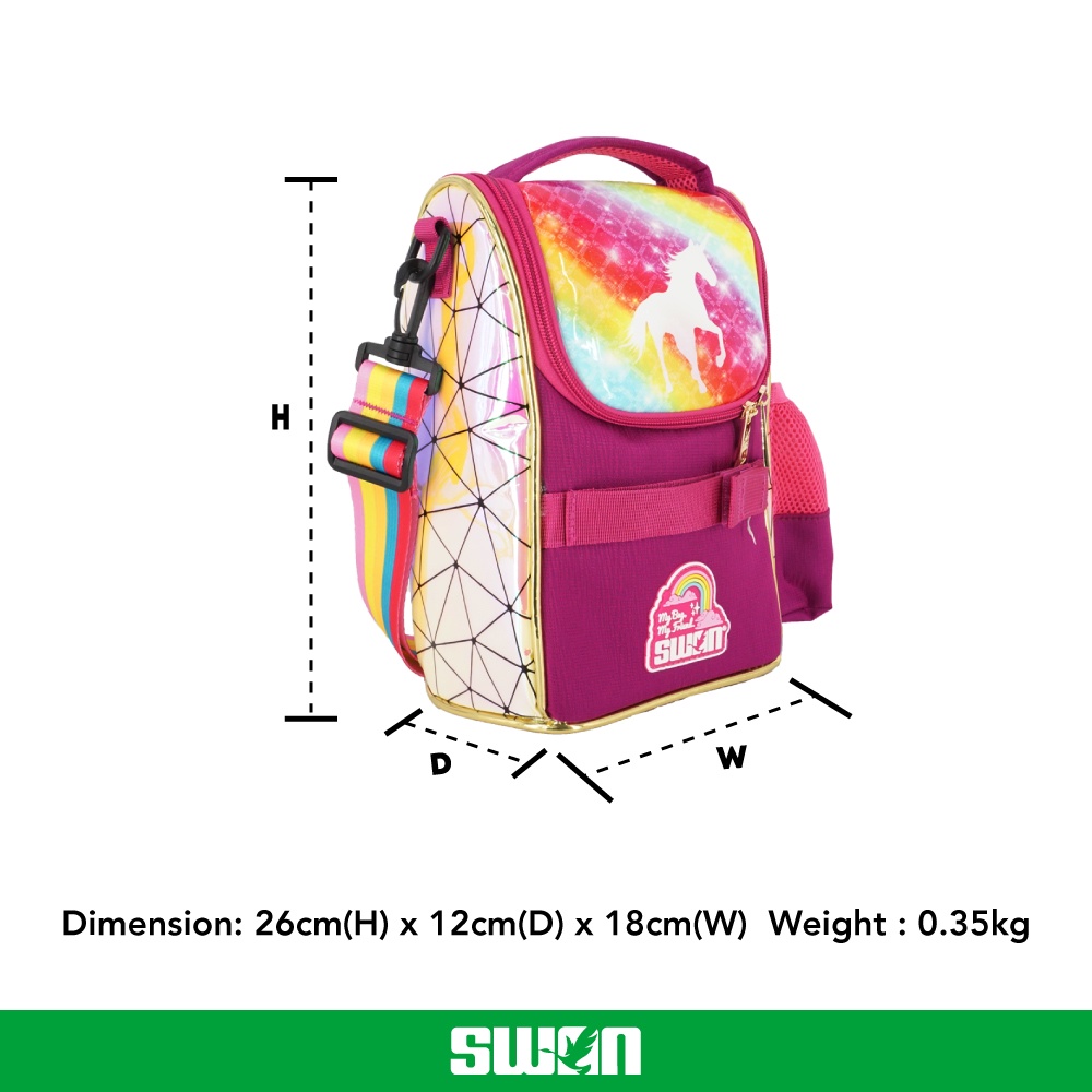 SWAN Tall Lunch Bag Student Food Storage Organizes With Personalization