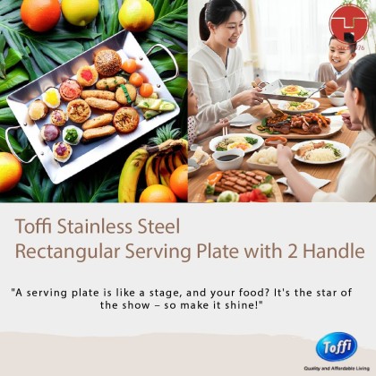 [Teo Hin] Stainless Steel Rectangular Serving Plate with 2 Handle ...