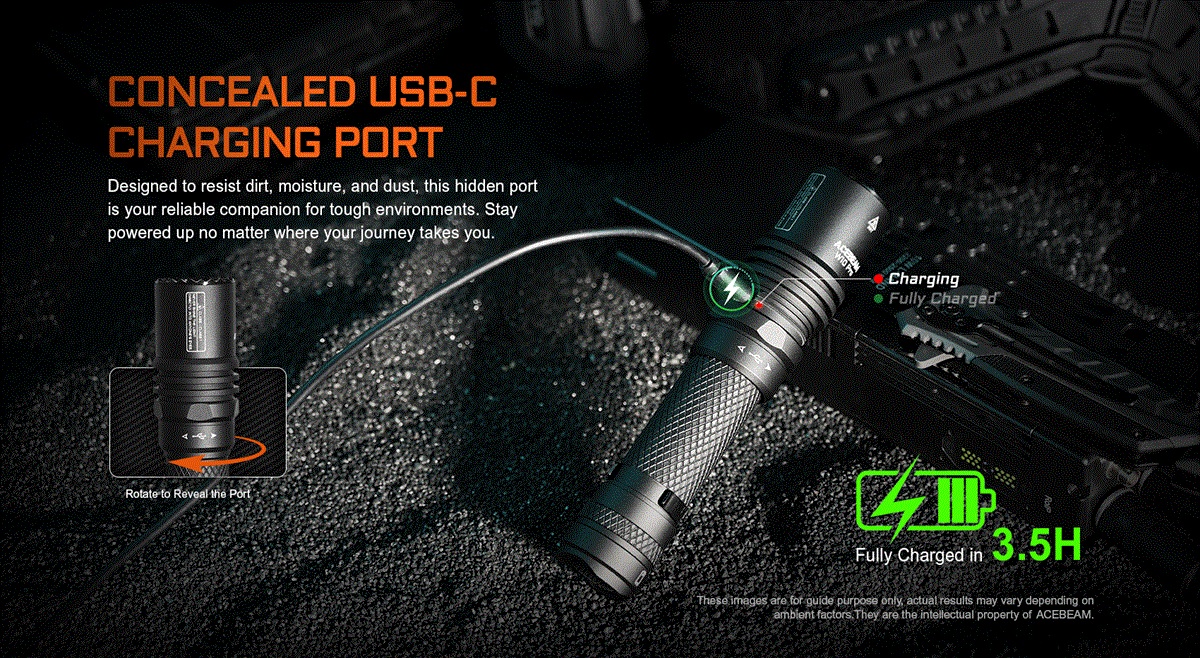 Acebeam W10 Pro LEP Flashlight Beam Distance 1,425 Meters | Texan