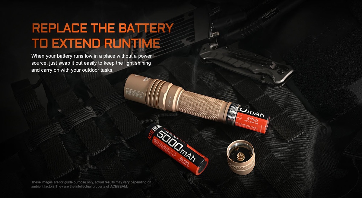 Acebeam W10 Pro LEP Flashlight Beam Distance 1,425 Meters | Texan