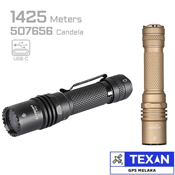Acebeam W10 Pro LEP Flashlight Beam Distance 1,425 Meters | Texan