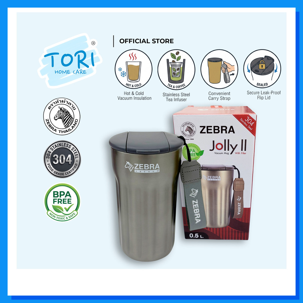 TORI HOME CARE™ x ZEBRA Jolly II Vacuum Mug 0.5L - Botol Air Termos Keluli Tahan Karat - Thermal Fla