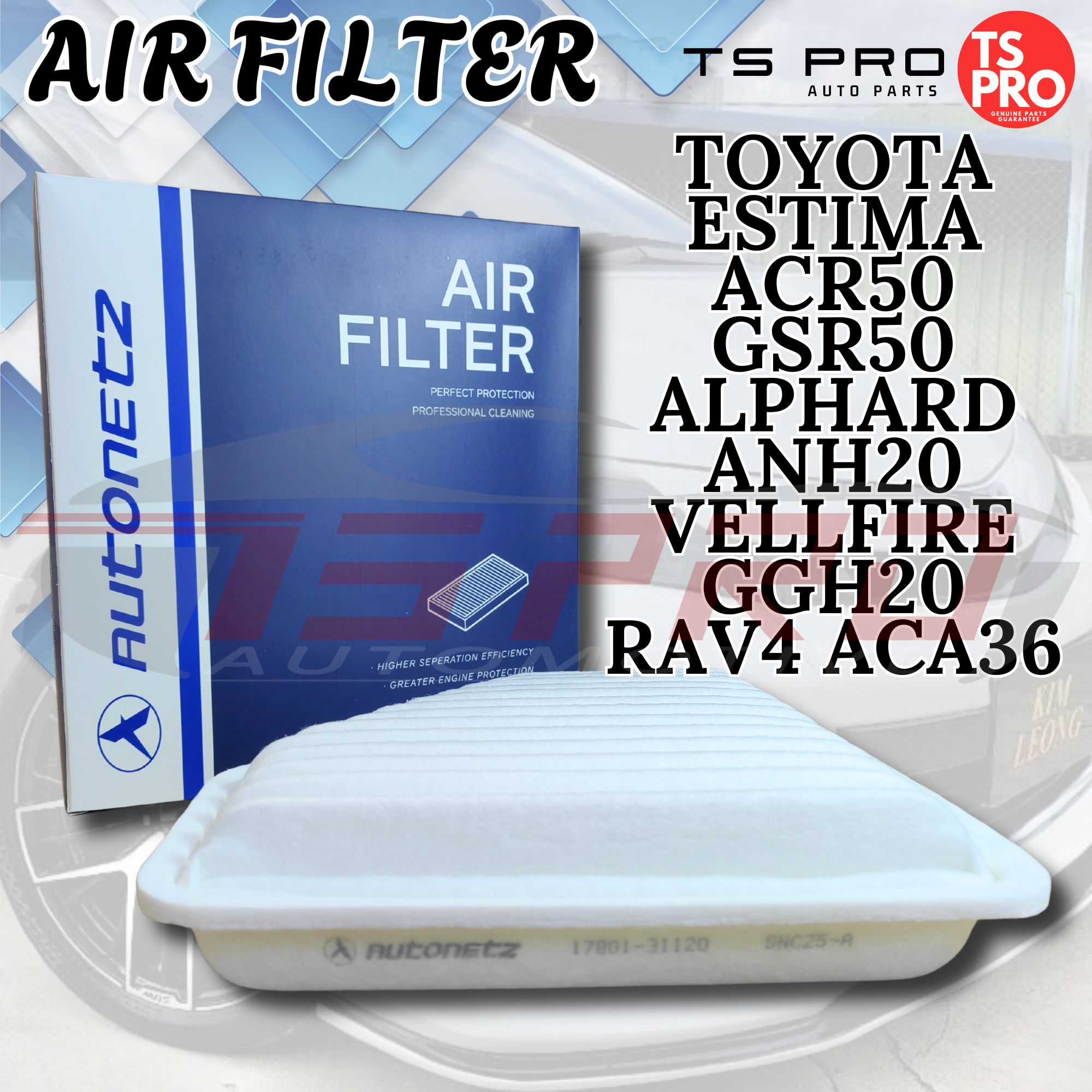 アサ Osaka (OSK) A-1420 Air Filter (17801-YZZ06) - Toyota Estima