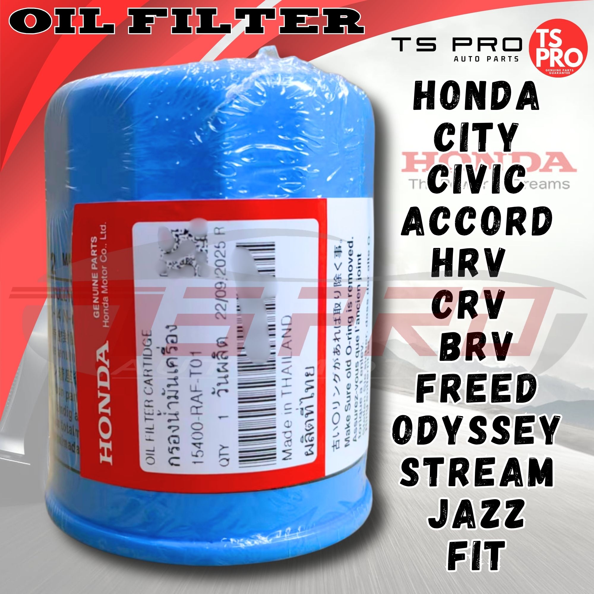 Honda Genuine 15400-RAF-T01 Oil Filter - Honda City Civic Accord