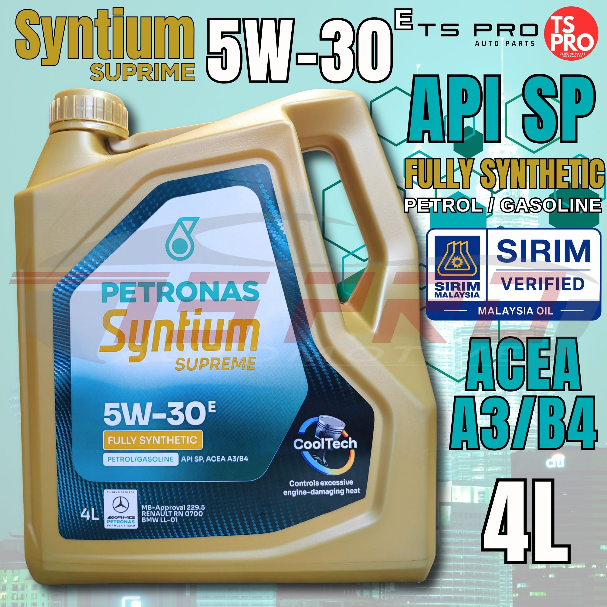 Price for 1 bottle* Petronas Syntium 3000 5W-30 API SN PLUS Engine