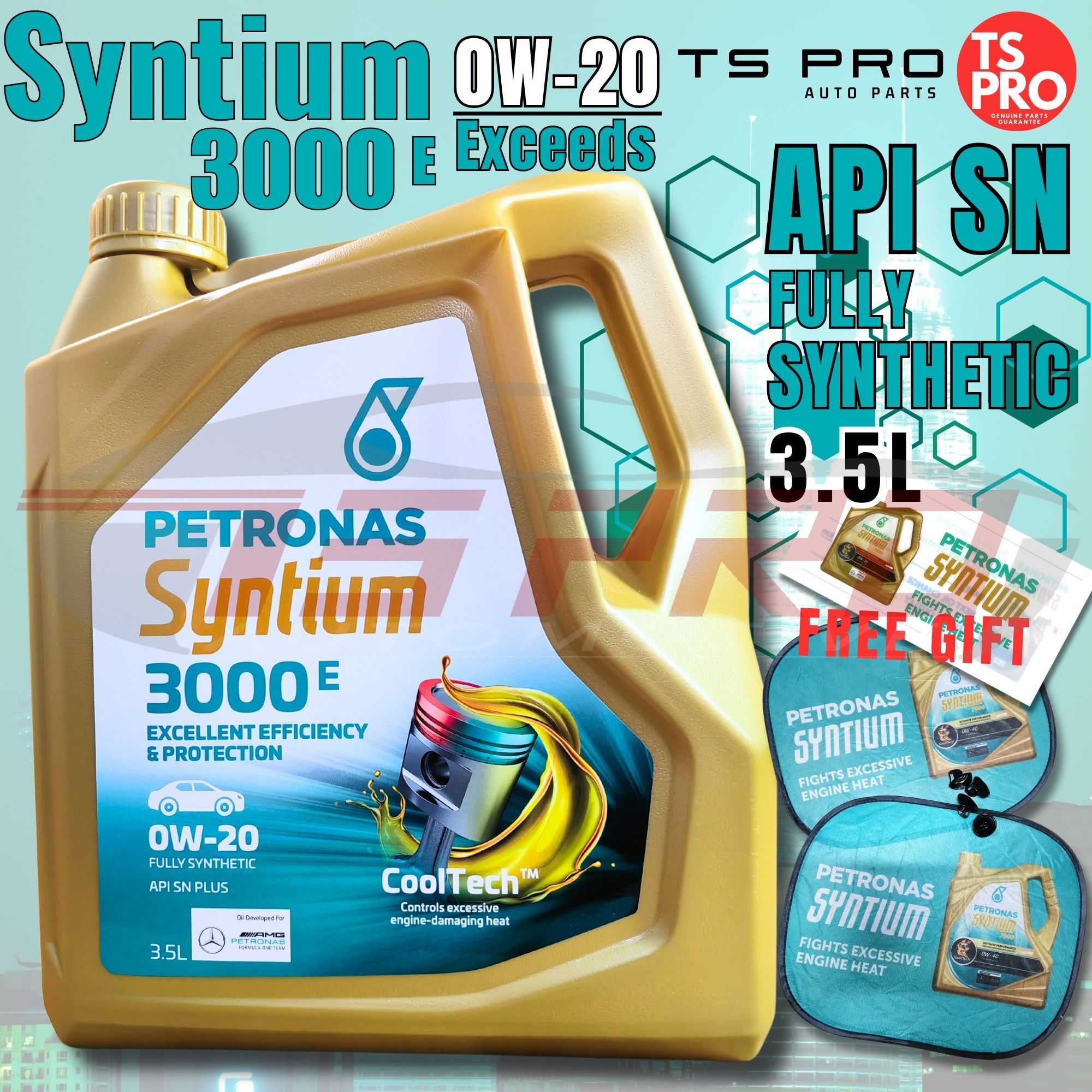 Petronas Syntium 3000E Genuine 0W20 Exceeds API SN Fully Synthetic