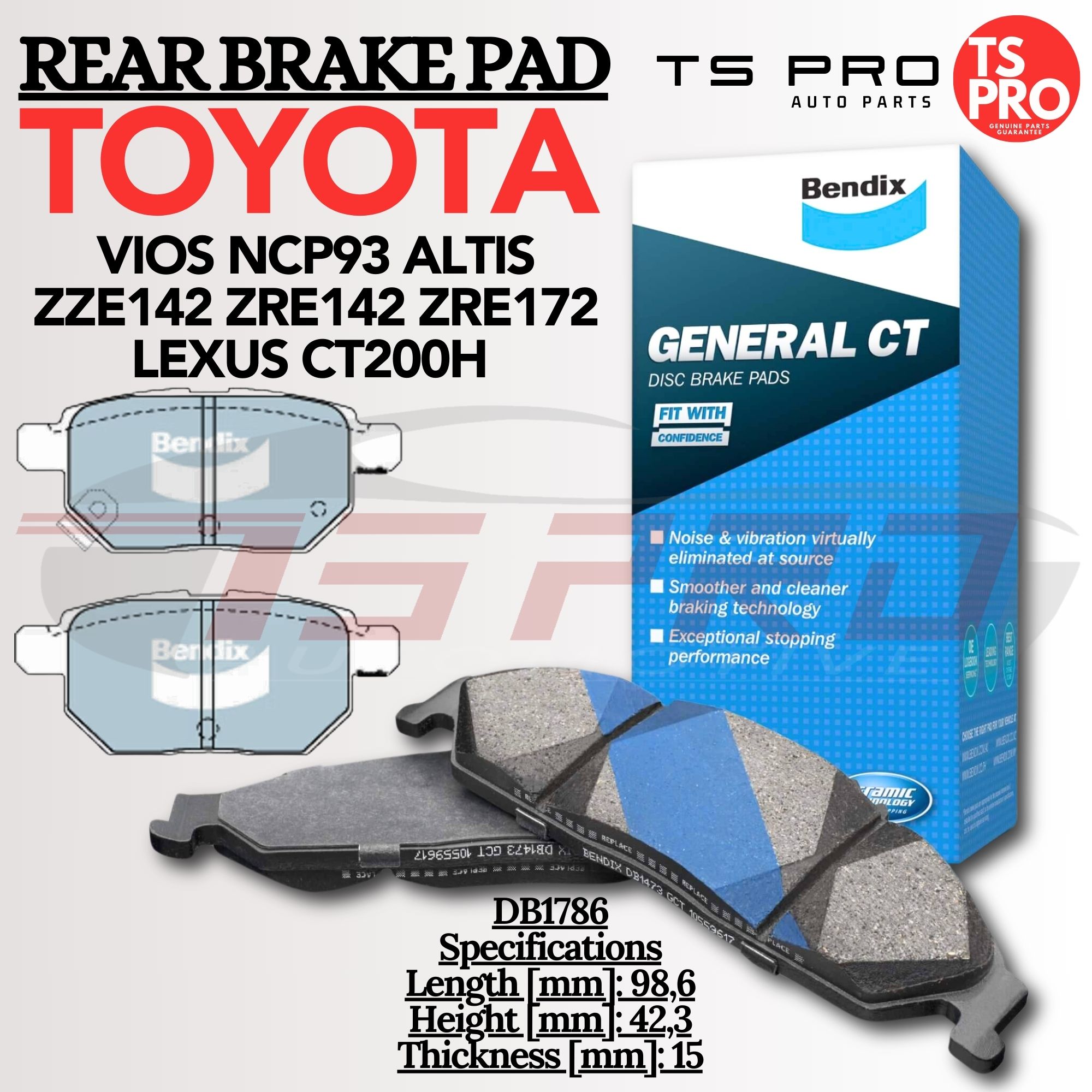 Toyota Vios NCP93 Altis ZZE142 ZRE142 ZRE172 Lexus CT200H Bendix