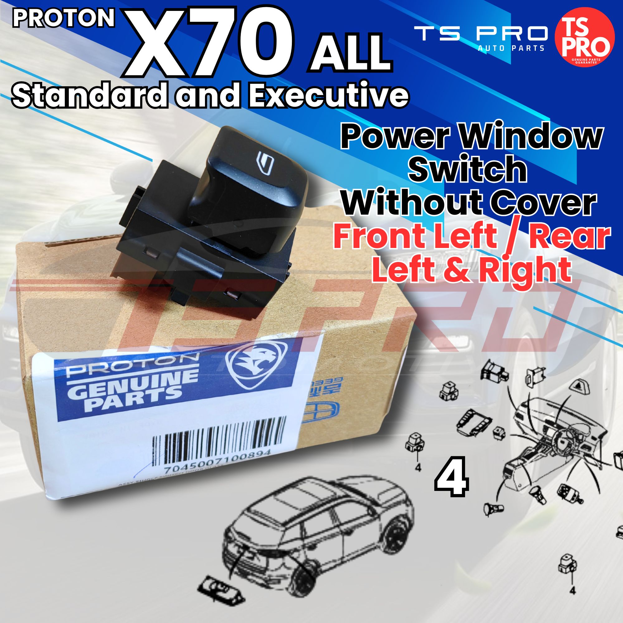 Geely Proton X70 All Standard and Executive Genuine Power Window
