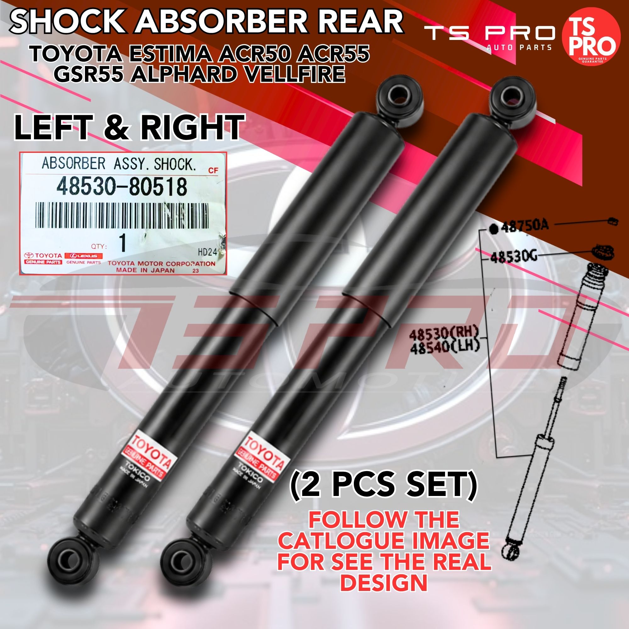 1 Set) Toyota Estima ACR50 ACR55 GSR55 Alphard Vellfire Genuine