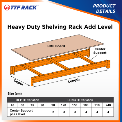 Shelve Level Racking Heavy Duty Shelving Rack Add Level (D)45-90cm | TTFRack™ | Malaysia's ...