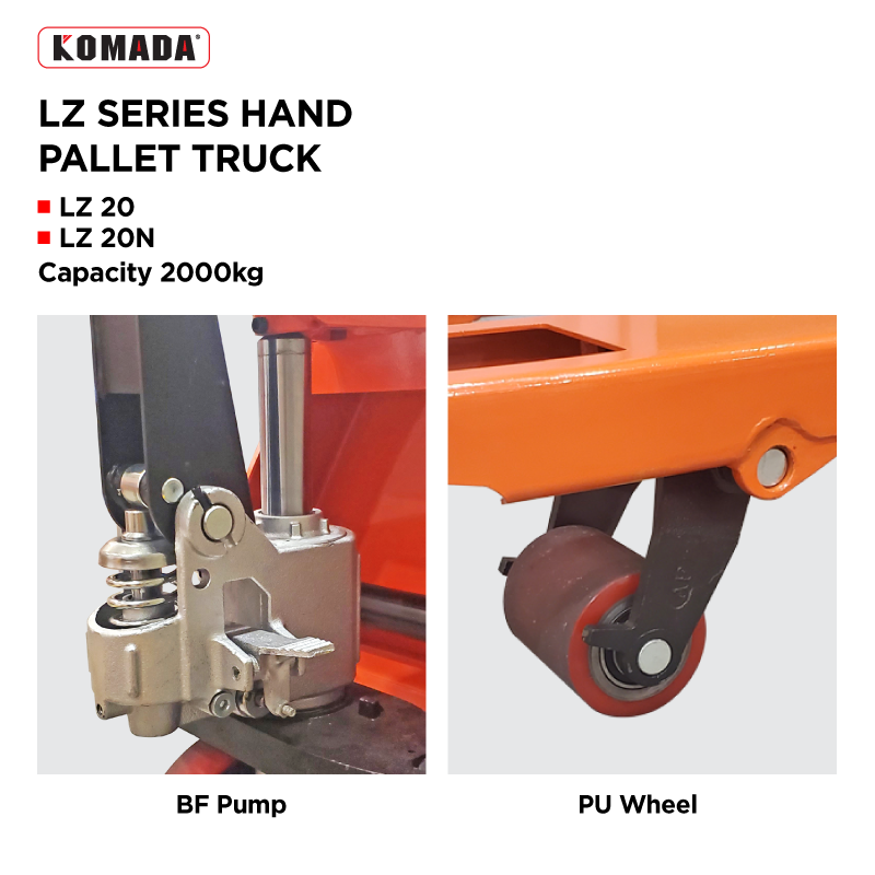 KOMADA™ LZ Series Heavy Duty Hand Pallet Truck | 2000KG Capacity