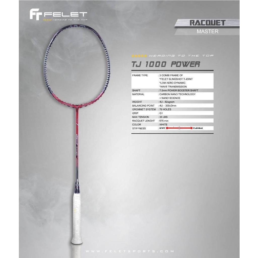 FELET TJ-1000 (POWER/CONTROL/SPEED) Badminton Racquet 4u Racket