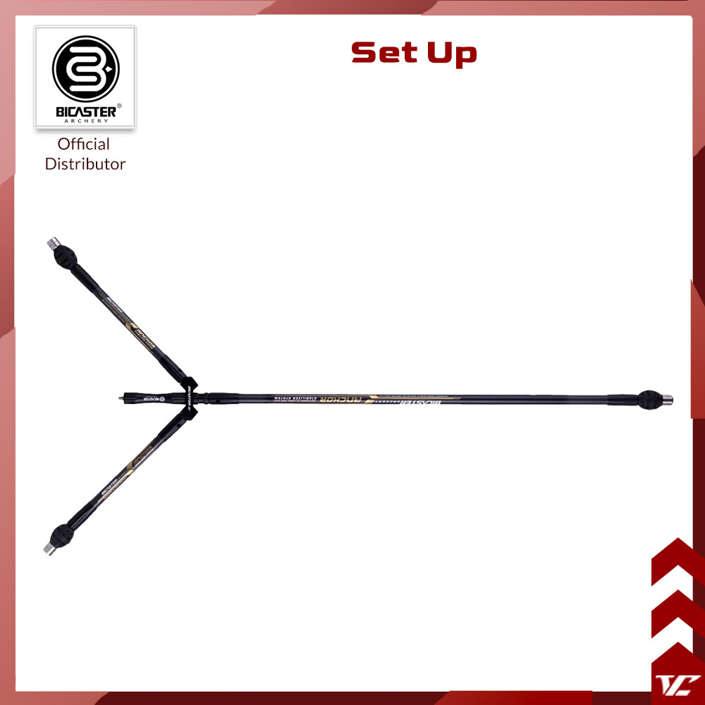 BICASTER Stabilisateur Double Barre En V 40°/45° – Aluminium Léger 81,6 G, Filetage 5/16″-24 – Pour Tir à L'arc Précis