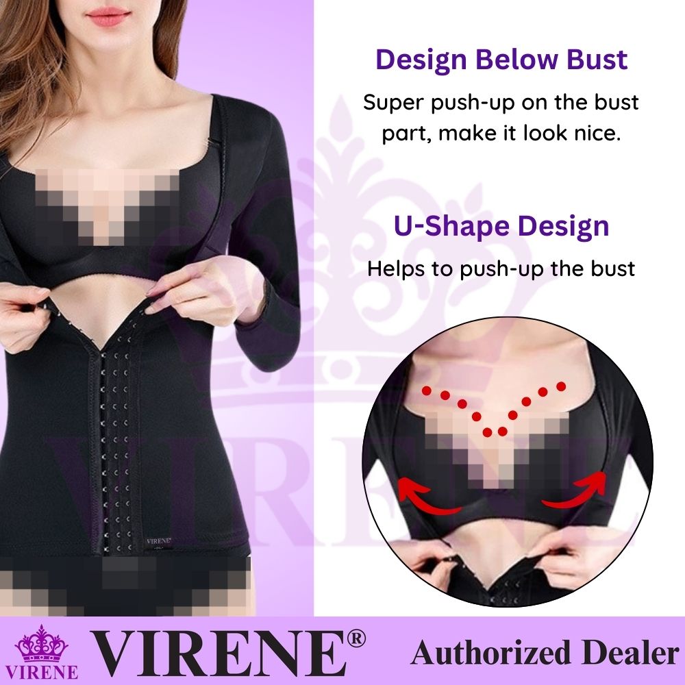 VIRENE Plus Size Long Sleeve Waist Trainer Arm Shaper Slimming
