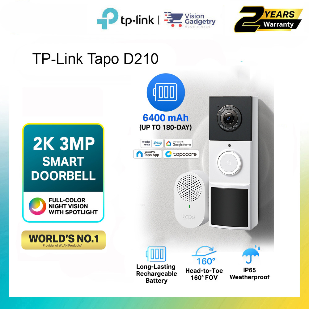 Tapo TD21 Battery Video Doorbell Wireless(2024 Release) 2K 3MP Ultra-Clear Door | UK