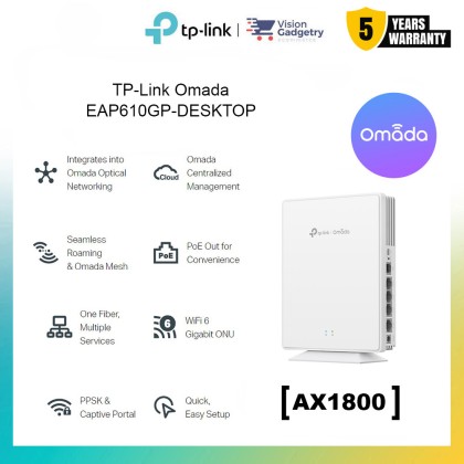 TP-Link Omada EAP610GP-DESKTOP AX1800 Wi-Fi 6 Desktop GPON Access