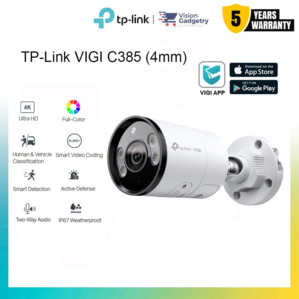 TP-Link VIGI C385 C485 VIGI 8MP Outdoor Full-Color Bullet Network ...