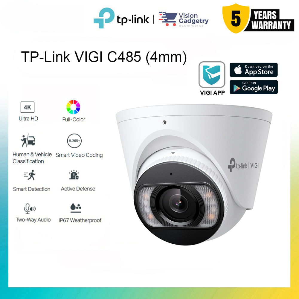TP-Link VIGI C385 C485 VIGI 8MP Outdoor Full-Color Bullet Network ...