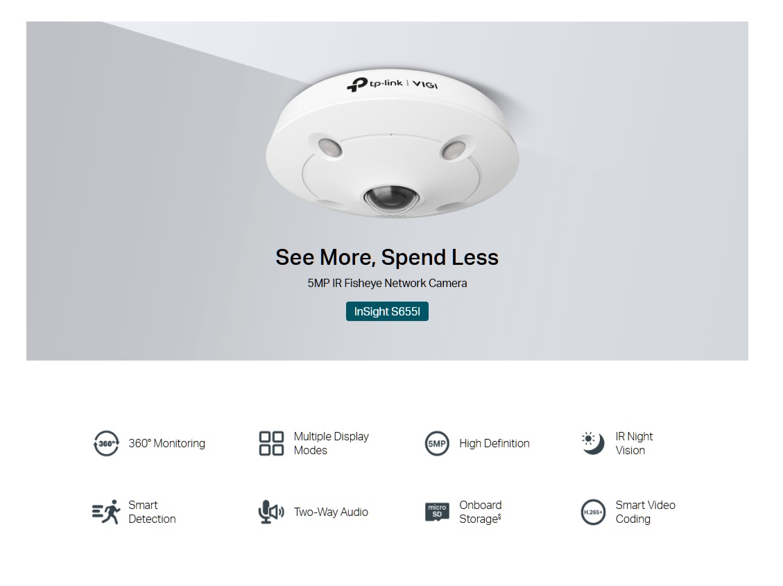 TP-Link VIGI InSight S655I VIGI 5MP IR Fisheye Network