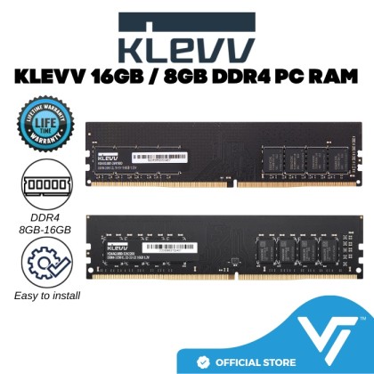 KLEVV 8GB DDR4 2666MHz / 16GB DDR4 3200MHz U-DIMM Value RAM for PC