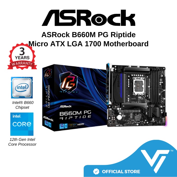 ASRock B660M PG Riptide LGA 1700 SATA3 6.0 Gb/s Micro ATX Intel