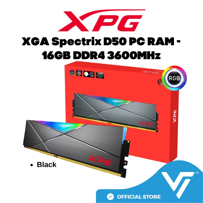 XPG SPECTRIX D50 RGB 16GB DDR4 PC RAM (16GB DDR4 (2x8GB), 3200MHz