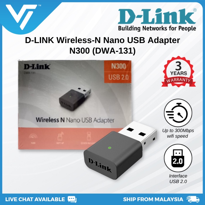 D-Link DWA-131 Adattatore Wireless N Nano USB – Wi-Fi Per PC E Laptop, Plug-and-Play, Compatibile Con Windows