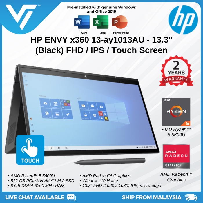 HP ENVY x360 13-ay1013AU Laptop (AMD Ryzen 5-5600U,8GB,512GB SSD