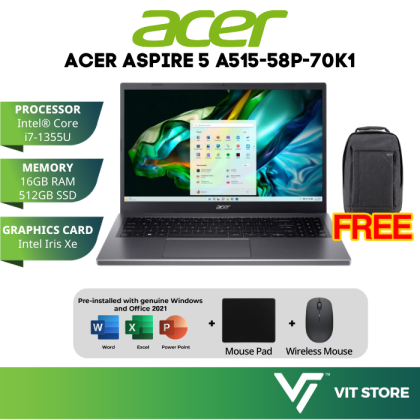 Acer Aspire 5 A515-58P-70K1 Laptop Intel i7-1355U, 16GB, 512GB
