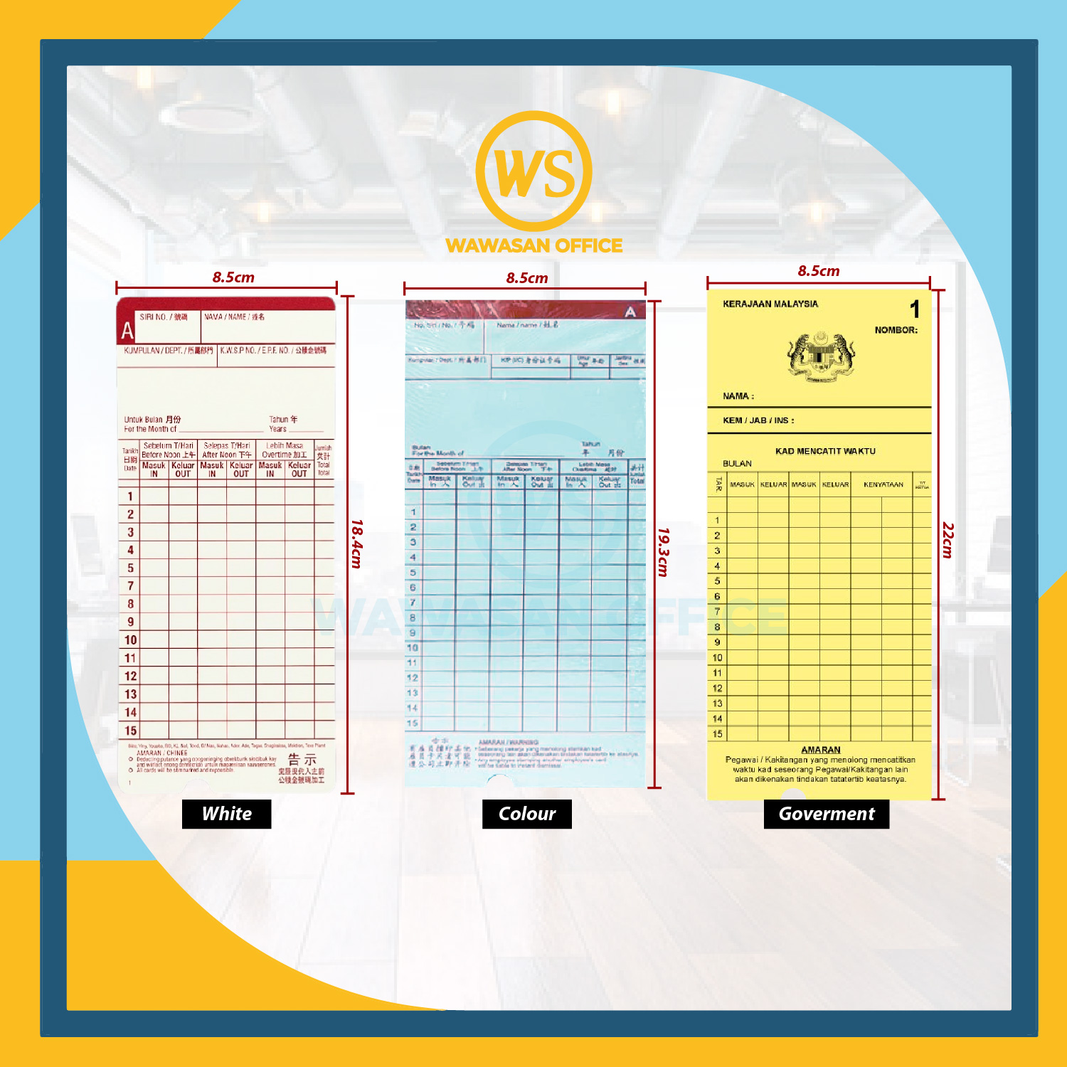 Work Punch Card Punch card / Punch Card Kerajaan / Time Card / Time Recorder Punch Card ...
