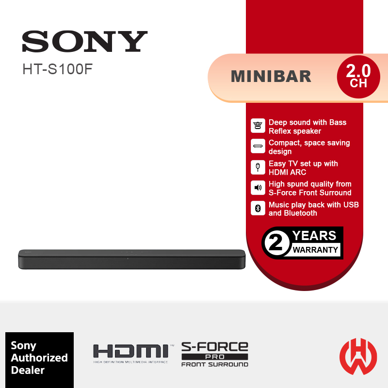 Sony HT-S100F 120W 2ch Soundbar HTS100F Black | Weng Hing