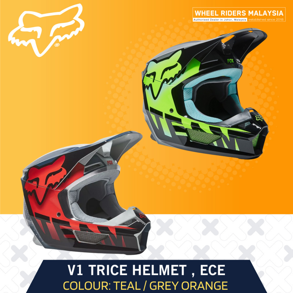 Fox V1 Trice Helmet , Ece Motocross Helmet Dirtbike Ready Stock