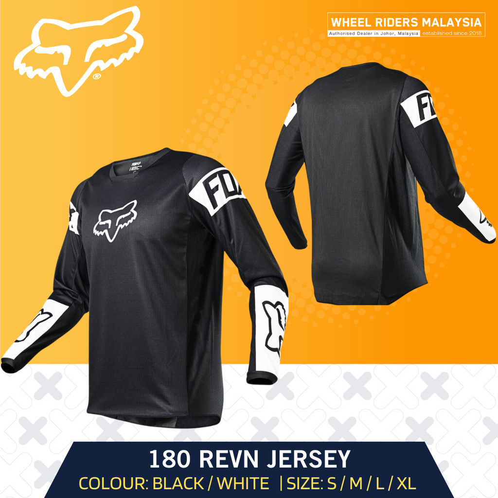 Fox 180 Revn Jersey [Black/White] Motorcross Jersey Fox Racing
