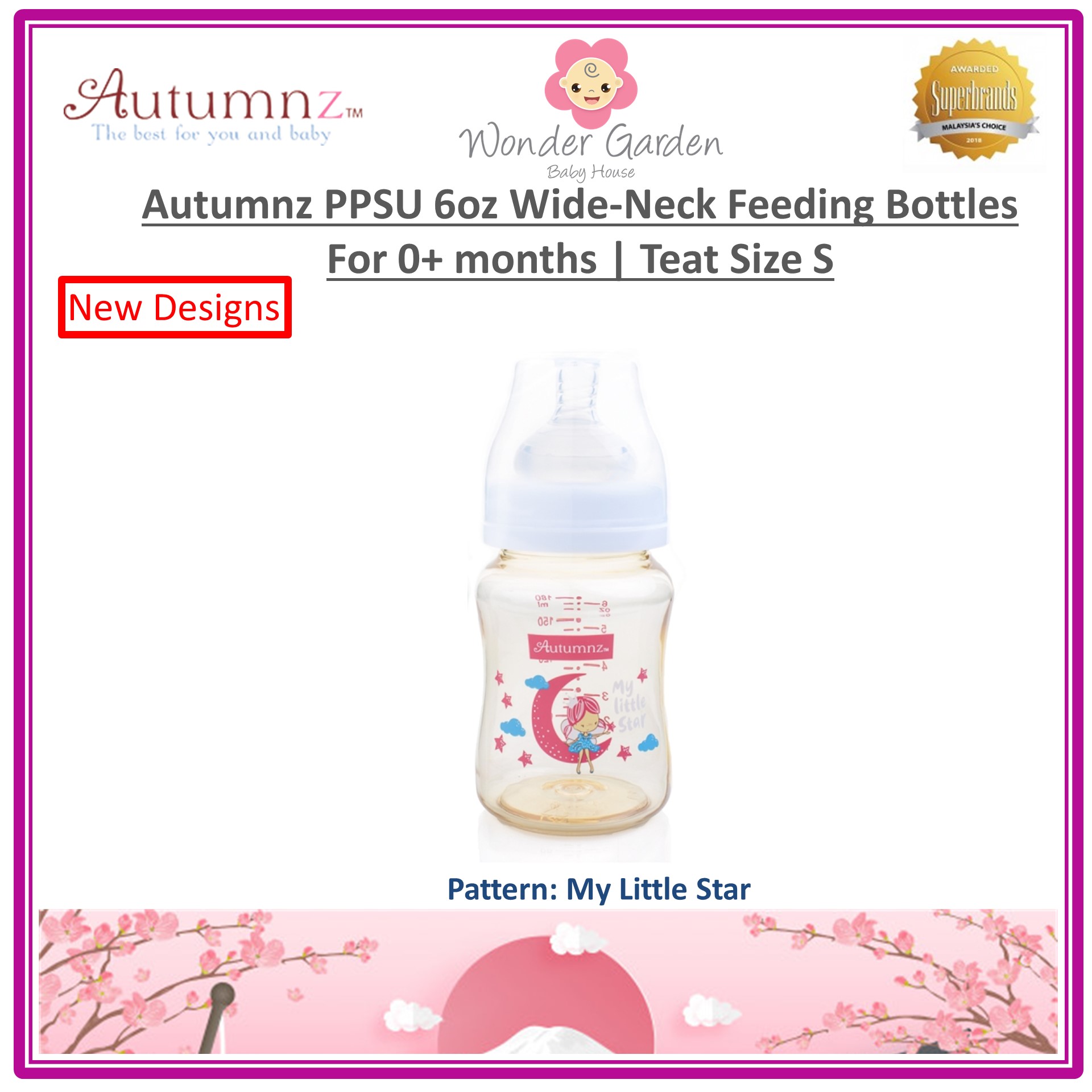 Autumnz PPSU Wide-Neck Feeding Bottles 6oz 180ml (Botol Susu