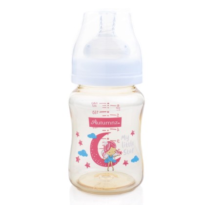 AUTUMNZ PPSU WIDE NECK FEEDING BOTTLE 6OZ/180ML MY LITTLE STAR PINK